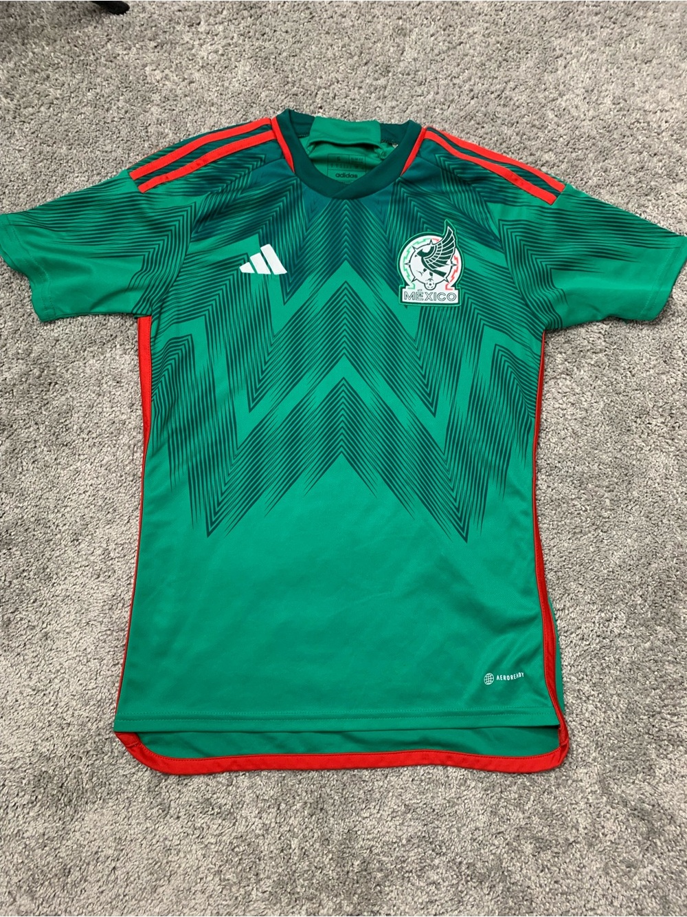 adidas 2022 World Cup Green Mexico National Team Soccer Jersey  with Red Trim